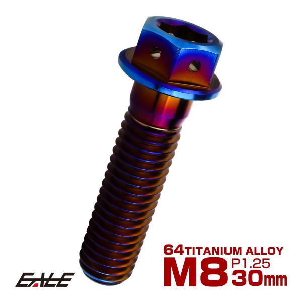 チタンボルト M8×30mm P1.25 六角ボルト 六角穴付き ホールヘッド フランジボルト 焼き...