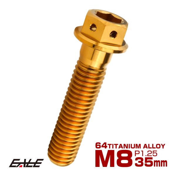チタンボルト M8×35mm P1.25 六角ボルト 六角穴付き ホールヘッド フランジボルト ゴー...