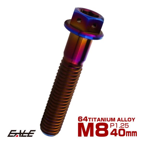 チタンボルト M8×40mm P1.25 六角ボルト 六角穴付き ホールヘッド フランジボルト 焼き...