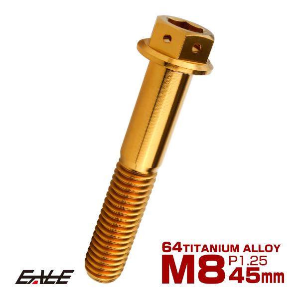 チタンボルト M8×45mm P1.25 六角ボルト 六角穴付き ホールヘッド フランジボルト ゴー...