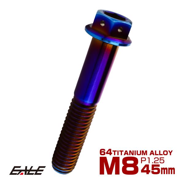 チタンボルト M8×45mm P1.25 六角ボルト 六角穴付き ホールヘッド フランジボルト 焼き...