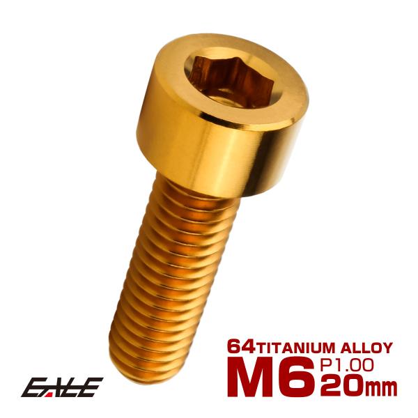 チタンボルト M6×20mm P1.0 キャップボルト キャップスクリュー 六角穴付き ボルト ゴー...