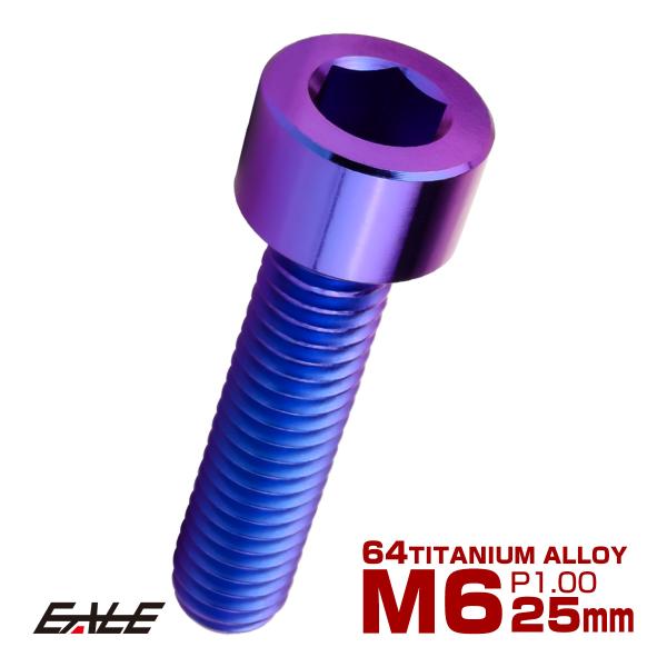 チタンボルト M6×25mm P1.0 キャップボルト キャップスクリュー 六角穴付き ボルト パー...
