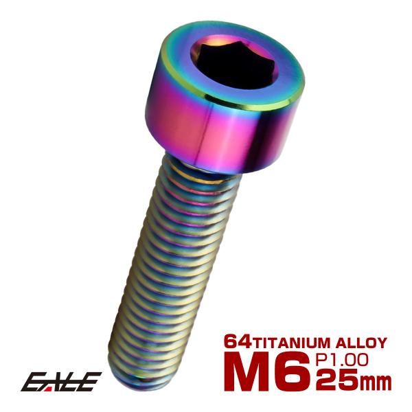 チタンボルト M6×25mm P1.0 キャップボルト キャップスクリュー 六角穴付き ボルト レイ...