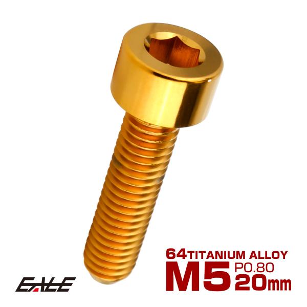 チタンボルト M5×20mm P0.8 キャップボルト キャップスクリュー 六角穴付き ボルト ゴー...