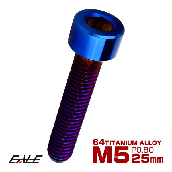 チタンボルト M5×25mm P0.8 キャップボルト キャップスクリュー 六角穴付き ボルト 焼き...