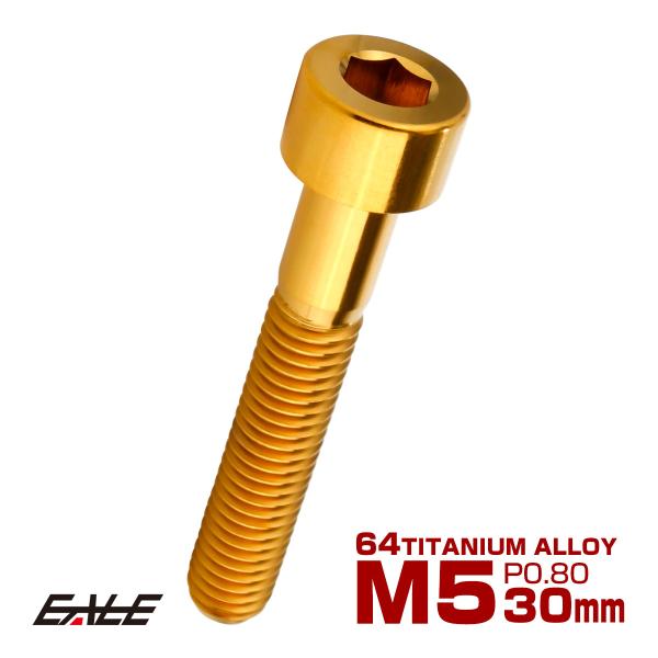 チタンボルト M5×30mm P0.8 キャップボルト キャップスクリュー 六角穴付き ボルト ゴー...