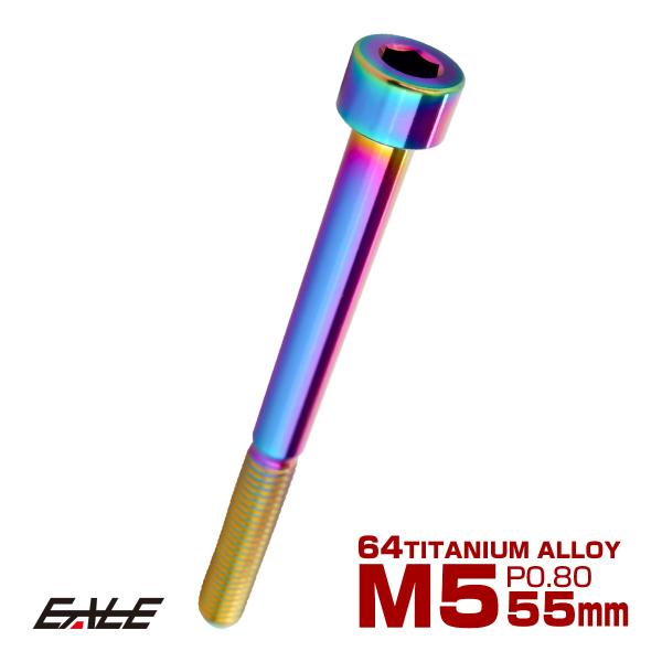 チタンボルト M5×55mm P0.8 キャップボルト キャップスクリュー 六角穴付き ボルト レイ...