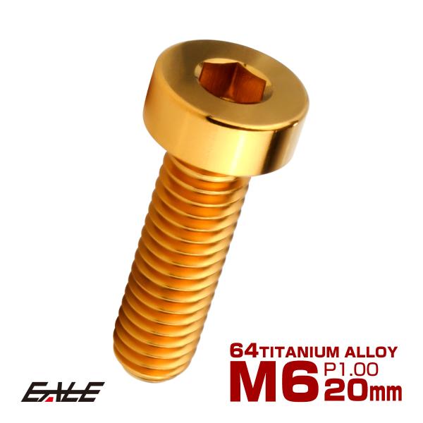 チタンボルト M6×20mm P1.0 キャップボルト 六角穴付 低頭ボルト ローヘッド 低頭キャッ...