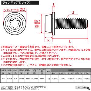 チタンボルト M5×16mm P0.8 ワッシ...の詳細画像4