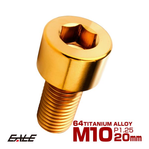 チタンボルト M10×20mm P1.25 キャップボルト キャップスクリュー 六角穴付き ボルト ...