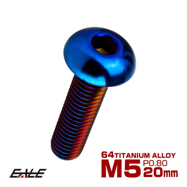 チタンボルト M5×20mm P0.8 ボタンボルト 六角穴 焼きチタンカラー ダークカラー JA2...