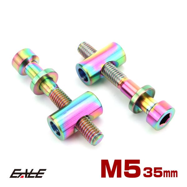 シートポスト用 固定ボルト M5 35mm チタン トムソン対応  レインボー 自転車 2個セット ...
