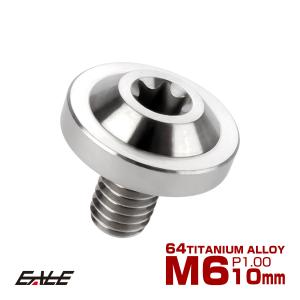 チタンボルト M6×10mm P1.0 ボタンボルト トルクスヘッド フランジ付 カスタムボルト シルバー チタン原色 JA651｜eale