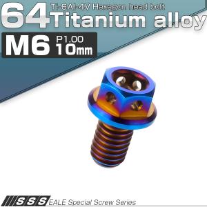 チタンボルト M6×10mm P1.0 六角ボルト 六角穴付き フランジ付き