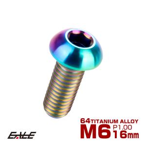 チタンボルト M6×25mm P1.0 ボタンボルト 六角穴 レインボー 虹
