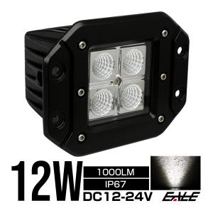 LED ドライビングライト Flush Pod 12V 24V 12W 埋め込み専用 ワークライト 作業灯 フォグランプ バックランプ P-496｜eale