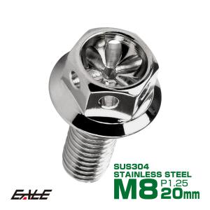 M8×20mm フラワーヘッドボルト ステンレス製フランジ付き六角ボルト