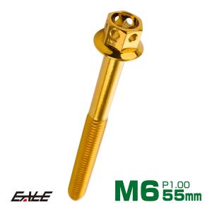 M6×55mm フラワーヘッドボルト ステンレス製フランジ付き六角ボルト クランクケースなどのエンジン周りに ゴールド TB0493｜eale