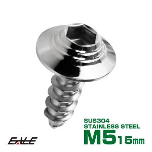 タッピングネジ M5×15mm シェルヘッド 六角穴 フランジ付き ネジ SUS304 ステンレス シルバー TC0138