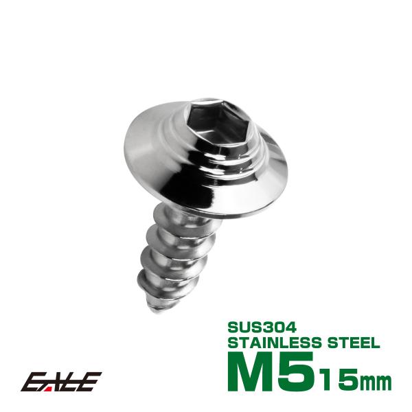 タッピングネジ M5×15mm SUS304 ステンレス シェルヘッド 六角穴 フランジ付き ネジ ...