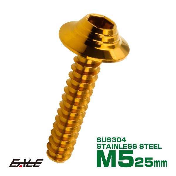 タッピングネジ M5×25mm SUS304 ステンレス シェルヘッド 六角穴 フランジ付き ネジ ...