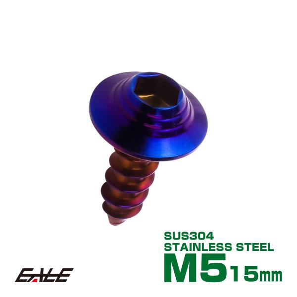 タッピングネジ M5×15mm SUS304 ステンレス シェルヘッド 六角穴 フランジ付き ネジ ...