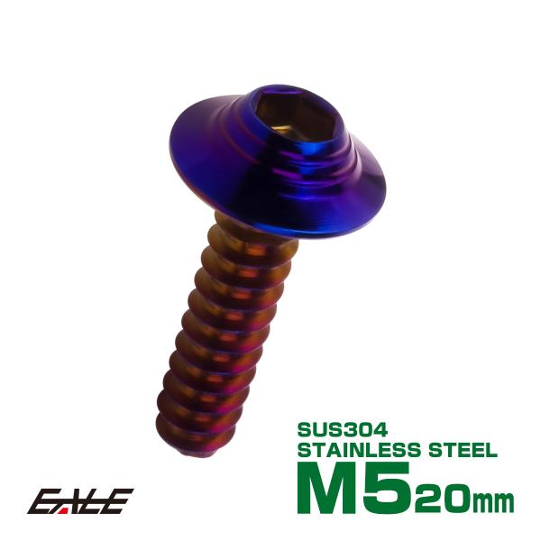 タッピングネジ M5×20mm SUS304 ステンレス シェルヘッド 六角穴 フランジ付き ネジ ...