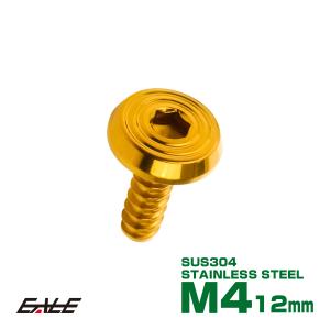 タッピングネジ M4×12mm SUS304 ステンレス シェルヘッドフラット 六角穴 フランジ付き ネジ ゴールド TC0156｜eale