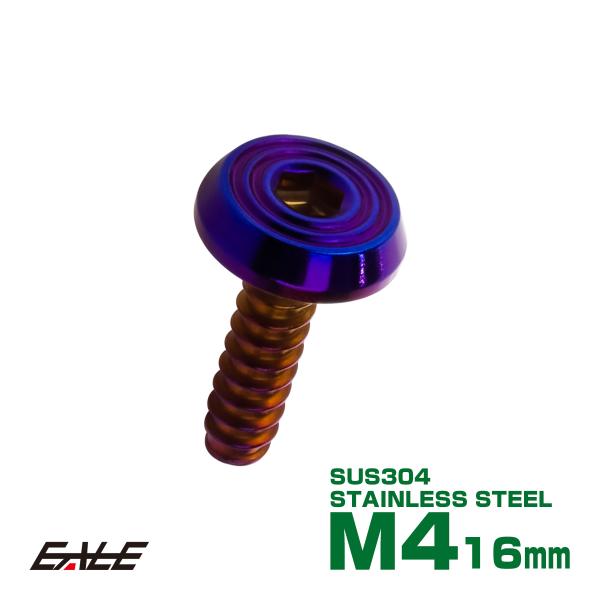 タッピングネジ M4×16mm SUS304 ステンレス シェルヘッドフラット 六角穴 フランジ付き...
