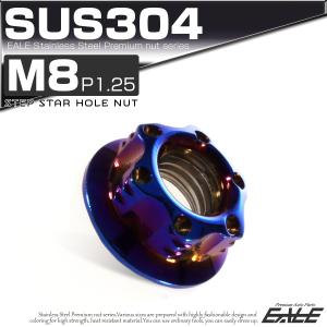 SUS304ステンレス M8 P=1.25 ステップ スターホール ナット 六角 フランジ付 チタン TF0048｜eale