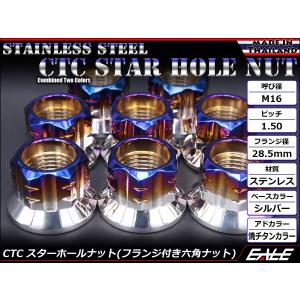 SUSステンレス M16スターホールナット P=1.50 フランジ付六角ナット シルバー＆焼チタンカラー TF0136｜eale