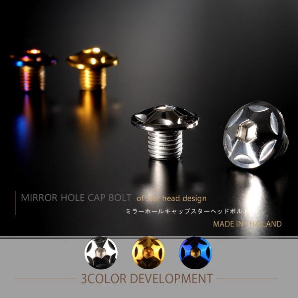 ミラーホールカバー キャップ スターヘッド 2個セット M10×10mm 正ネジ P1.25 SUS...