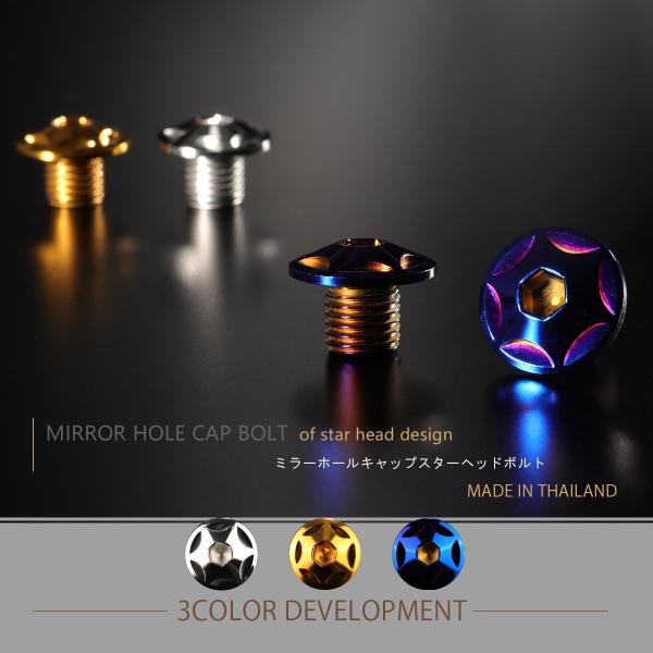 ミラーホールカバー キャップ スターヘッド 2個セット M10×10mm 正ネジ P1.25 SUS...