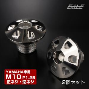 ミラーホールカバーボルト キャップ M10×10mm P1.25 正ネジ 逆ネジ 2個セット ヤマハ車用 デザインヘッド SUS304 シルバー TH0186｜eale