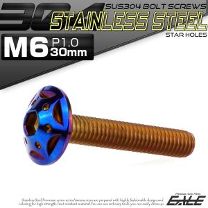 SUS304 フランジ付 ボタンボルト M6×30mm P1.0 六角穴  焼きチタン スターホールヘッド ステンレス製 TR0251｜eale