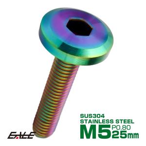 フラットヘッドボルト M5x25mm P0.8 ボタンボルト ステンレスボルト マットタイプ レインボーグリーン 虹色 TR0319｜eale