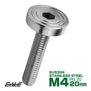 ステンレスボルト シェルヘッド フラット M4×20mm P0.7 六角穴付 SUS304 マットタイプ シルバー TR0816｜eale