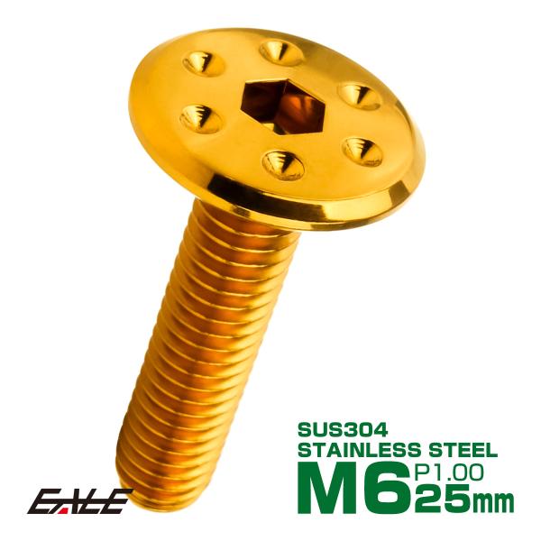 ステンレスボルト M6×25mm P1.0 ホールヘッド フラット 六角穴付 ボタンボルト SUS3...