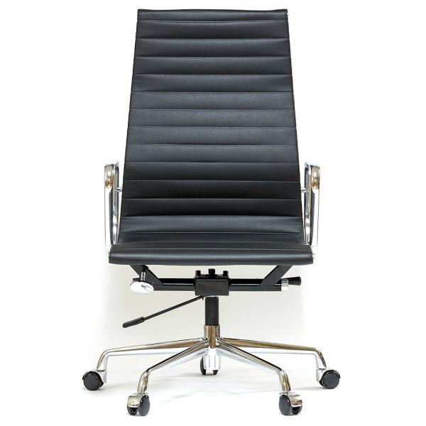 イームズ アルミナムチェア ハイバック フラットパッド ブラック オフィスチェア リプロダクト ジェ...