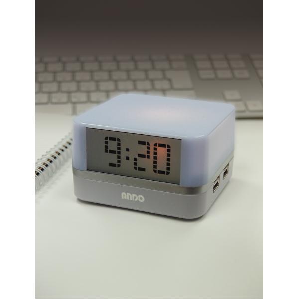 7色変色ライト　時計付　USB ハブ　4ポート　イルミネーションLED