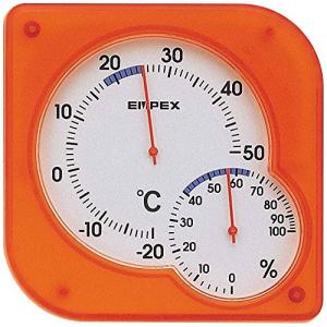 エンペックス気象計 温度湿度計 シュクレmidi温湿度計 日本製 クリアオレンジ TM-5604｜earth-c