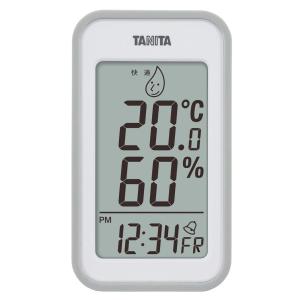 タニタ 温湿度計 大画面 一目で室内環境がわかる 時計 カレンダー アラーム 温度 湿度 デジタル 壁掛け 卓上 マグネット グレー TT-559 G｜earth-c