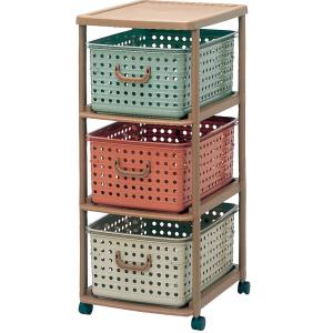 和泉化成 収納 グランシェ バスケットラック3型キャスター付 3段 (45×56×高103cm) 9...