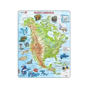 ジグソーパズル 地図 英語 北アメリカ パズル 世界地図 地理 生き物 小学生 知育玩具 6歳 紙製...