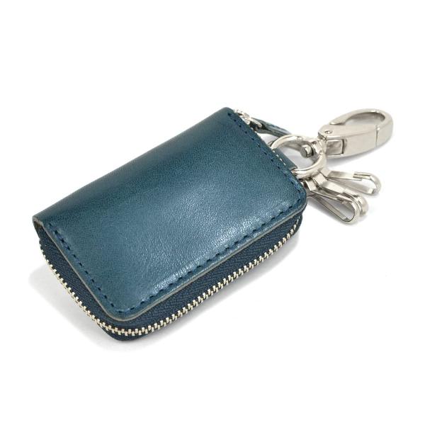 [ベルマニ] 栃木レザー スマートキーケース DARK BLUE