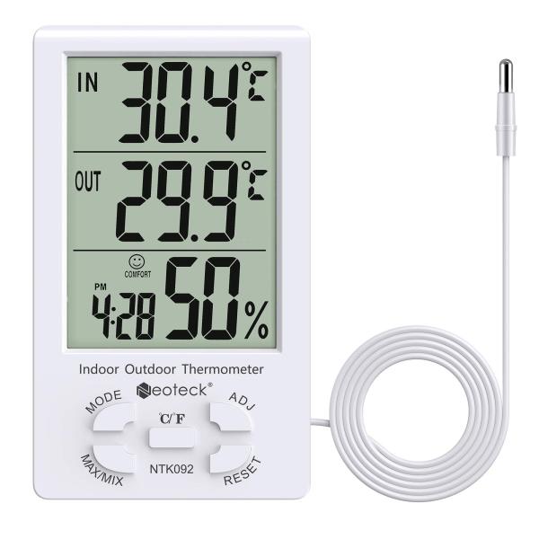 Neoteck 温湿度計 精度± 1℃ センサー LCDデジタル 室内外温度 室内湿度 置き掛け両用...