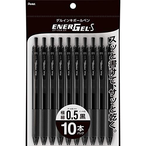 ぺんてる ゲルインキボールペン エナージェルS 0.5mm 黒 10本パック XBLN125-A10