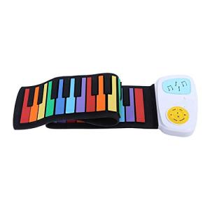 VGEBY ロールピアノ ピアノ学習玩具 カラフルロールピアノ 49キー 初心者用 鍵盤楽器パーツ 持ち運び便利｜earth-c