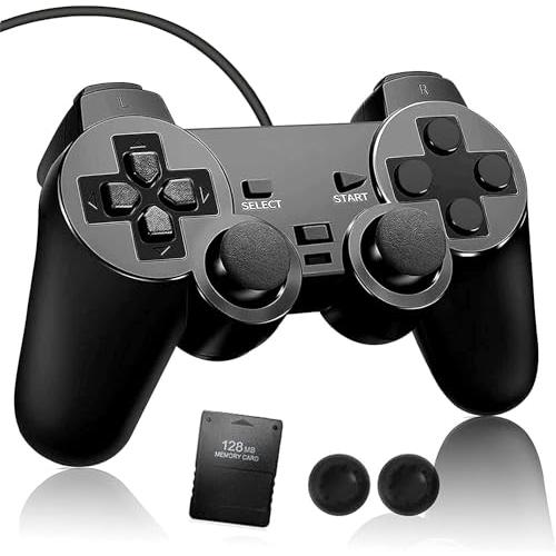 有線 PS2用 アナログ コントローラー 対応 ゲームパッド PS2専用メモリーカード(128MB)...